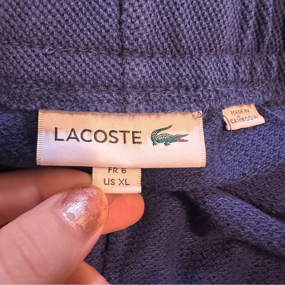 Lacoste Pique Cotton Logo Embroidered Athletic Drawstring Short size XL Navy - Picture 5 of 6